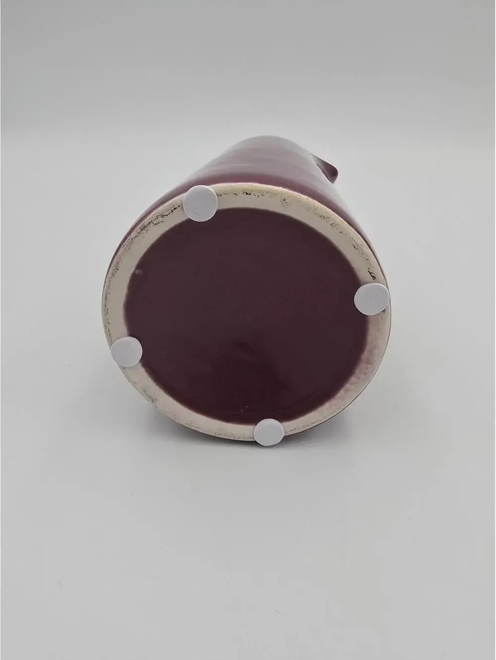 Burgundy Maroon Ceramic Pitcher Jug Heart Handle Vase 6.5